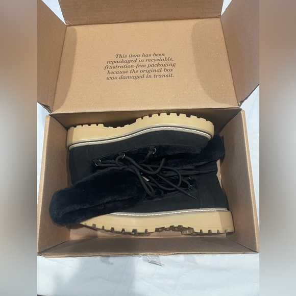 🖤 Jennifer Lopez Womens Ankle Booties Black Suede Faux Fur Trim Round Size 8.5M - Picture 2 of 8